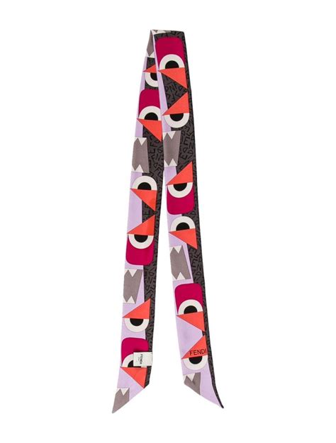 fendi pink multicolor fendi monster eye print silk twilly|fendi official website.